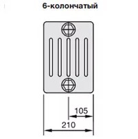 Стальной трубчатый радиатор 6-колончатый Zehnder Charleston 6019/36 №1270 3/4" RAL 9016
