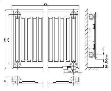 Стальной панельный радиатор Тип 10 Kermi FTV(FKV) 10 900x2000