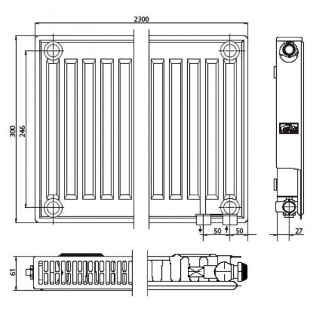 Стальной панельный радиатор Тип 11 Kermi FTV(FKV) 11 900x2300
