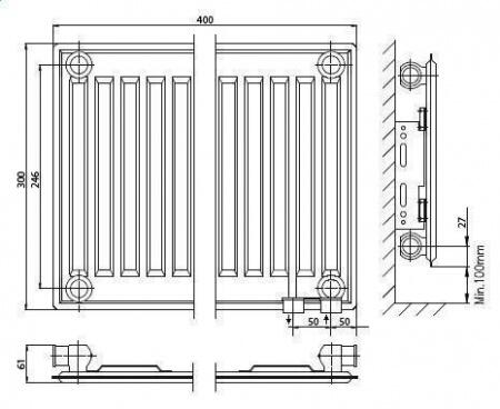 Стальной панельный радиатор Тип 10 Kermi FTV(FKV) 10 500x2000