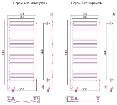 Электрический полотенцесушитель лесенка Сунержа Богема 2.0 1000х400