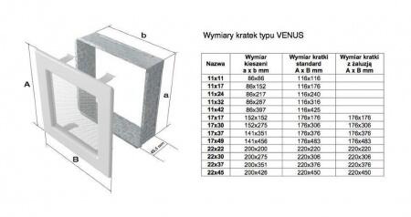 Вентиляционная решетка для камина Kratki 11x32 Venus бежевая 32VK